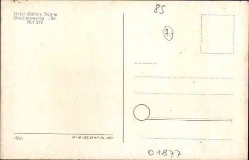 Ak Bischofswerda in Sachsen, Hotel Goldene Sonne, Säulen