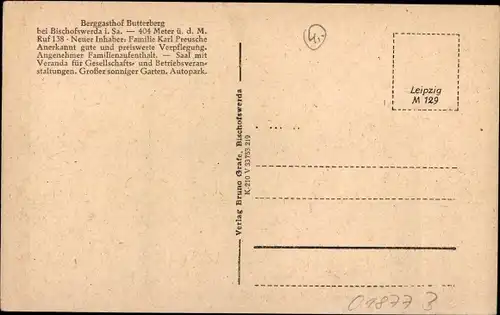 Ak Bischofswerda in Sachsen, Berggasthof und Aussichtsturm auf dem Butterberg