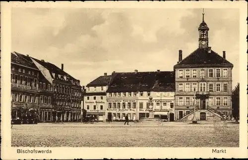 Ak Bischofswerda in Sachsen, Markt, Hotel, Geschäftshäuser