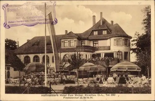 Ak Kirschau in der Lausitz, Hoffmeister's Hotel Zum Weber, Terrasse