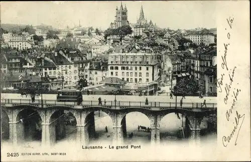 Ak Lausanne Kanton Waadt, Le grand Pont