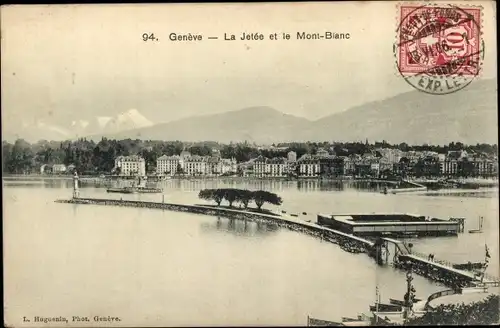 Ak Genève Genf Schweiz, La Jetée et le Mont Blanc