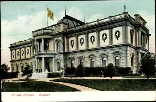 Ak Genève Genf Stadt, Blick auf das Musée Ariana, Fassade, Parkanlage