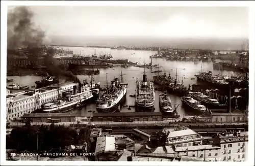 Ak Genova Genua Liguria, Panorama del Porto