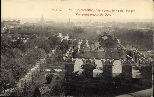 Ak Barcelona Katalonien Spanien, Vista panoramica del Parque