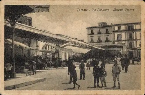 Ak Tarent Taranto Puglia, Via Anfiteatro, Mercato Coperlo