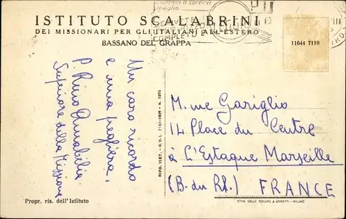 Ak Bassano del Grappa Veneto, Istituto Scalabrini, Prospetto versa viale Scalabrini