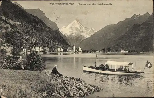 Ak Flüelen Kanton Uri Schweiz, Vierwaldstättersee, Bristenstock