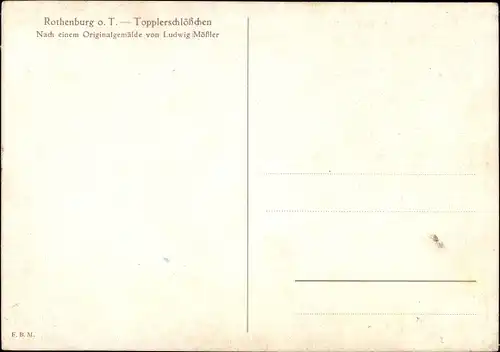 Künstler Ak Mössler, L., Rothenburg ob der Tauber Mittelfranken, Topplerschlösschen