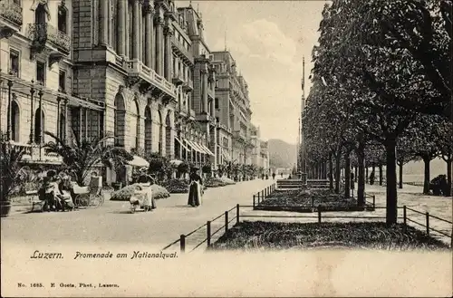 Ak Luzern Stadt Schweiz, Promenade am Nationalquai