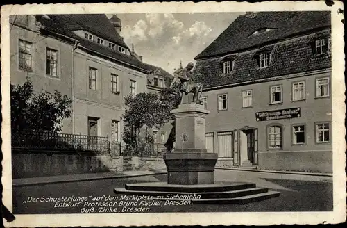 Ak Siebenlehn Großschirma in Sachsen, Der Schusterjunge auf dem Marktplatz, Prof. Bruno Fischer