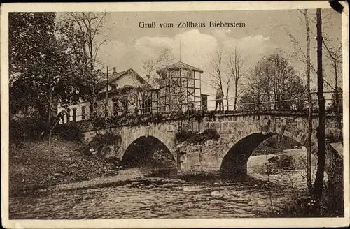 Ak Bieberstein Reinsberg in Sachsen, Zollhaus, Brücke