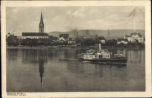 Ak Radolfzell am Bodensee, Panorama, Kirchturm, Schiff