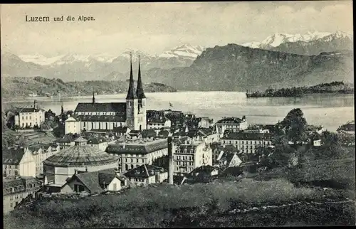 Ak Luzern Stadt Schweiz, Ort mit Alpen