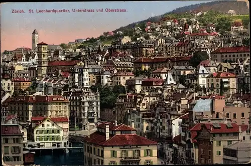Ak Zürich Stadt Schweiz, St. Leonhardquartier, Unterstrass und Oberstrass
