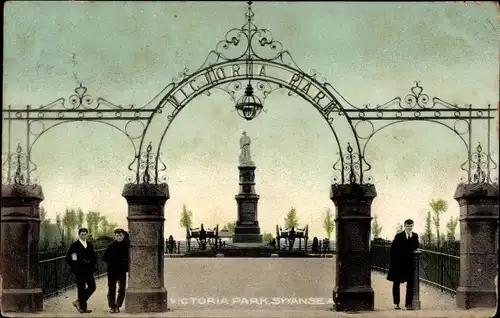 Ak Swansea Wales, Victoria Park, Eingangstor