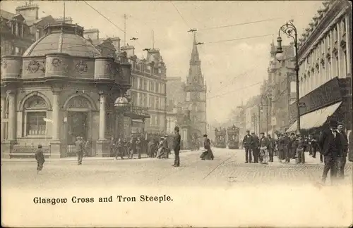 Ak Glasgow Schottland, Glasgow Cross and Tron Steeple
