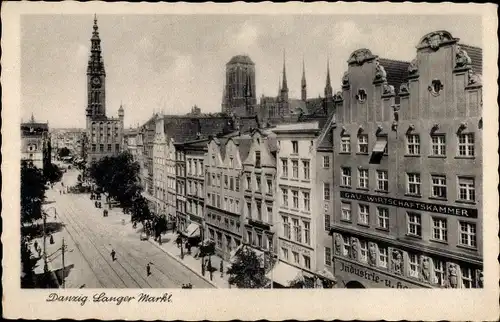 Ak Gdańsk Danzig, Langer Markt, Wirtschaftskammer