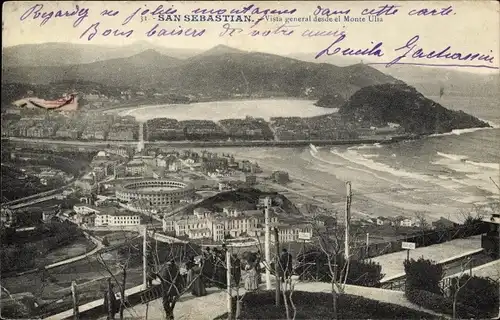 Ak San Sebastian Baskenland, Vista general desde el Monte Ulia