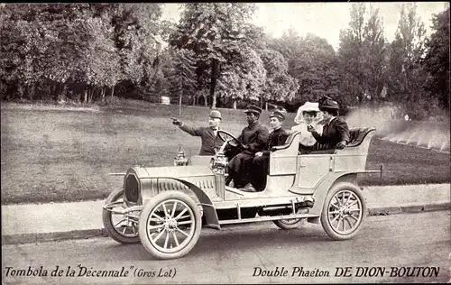 Ak Tombola de la Decennale, Double Phaeton de Dion Bouton, Automobil, Chauffeur