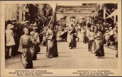 Ak Tongres Tongeren Flandern Limburg, Prozession, Rosenkranzgruppe