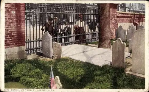 Ak Philadelphia Pennsylvania USA, Benjamin Franklin's Tomb, graveyard