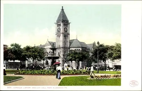 Ak Allegheny Pennsylvania USA, Carnegie Library and City Hall Park