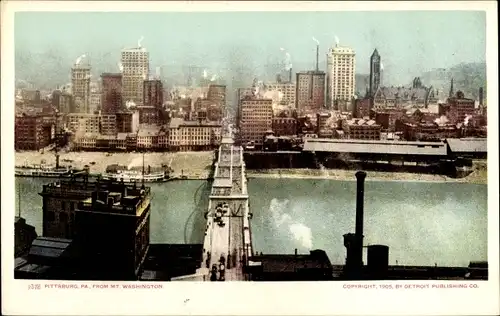 Ak Pittsburgh Pennsylvania USA, View from Mount Washington