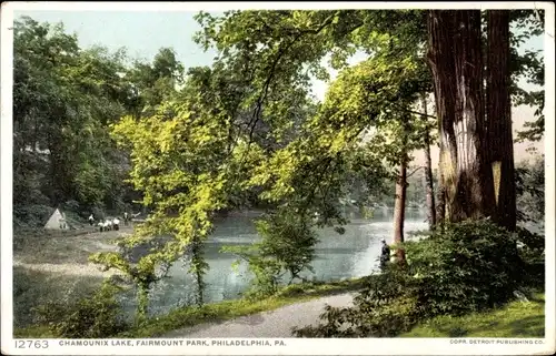 Ak Philadelphia Pennsylvania USA, Fairmount Park, Chamounix Lake