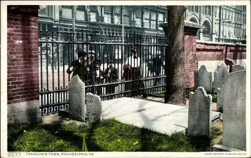 Ak Philadelphia Pennsylvania USA, Benjamin Franklin's Tomb, graveyard