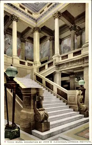 Ak Pittsburgh Pennsylvania USA, Mural Decoration by John W. Alexander, Carnegie Institute