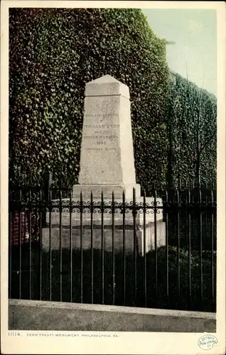 Ak Philadelphia Pennsylvania USA, Penn Treaty Monument