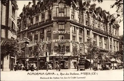 Ak Paris IX., Academia Gaya Langues, 2 Rue des Italiens