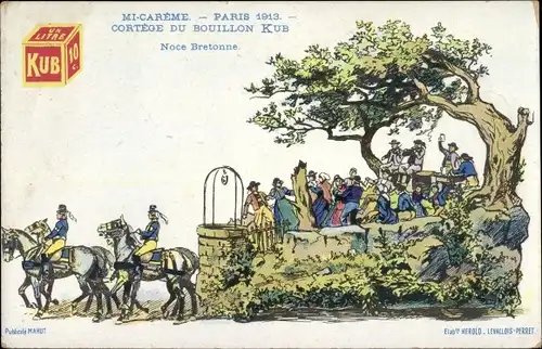 Künstler Ak Mi Carème, Paris 1913, Cortège du Bouillon Kub, Noce Bretonne