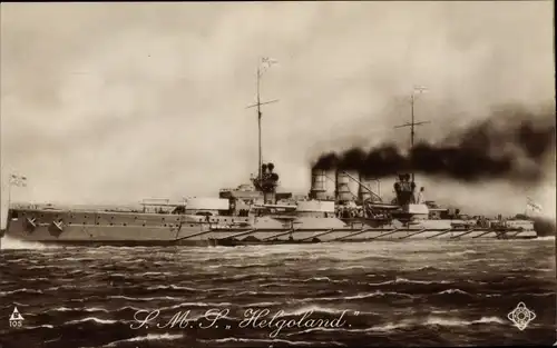 Ak Deutsches Kriegsschiff, SMS Helgoland, Linienschiff, Kaiserliche Marine