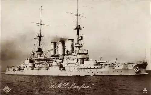 Ak Deutsches Kriegsschiff, SMS Preußen, Panzerschiff