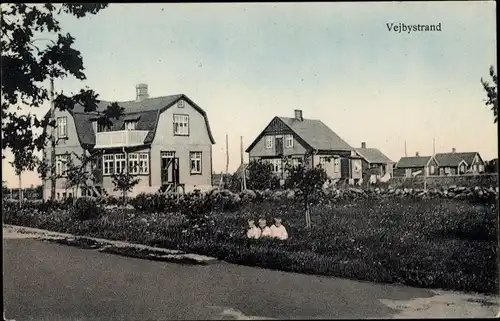 Ak Vejbystrand Schweden, Wohnhäuser, Kinder