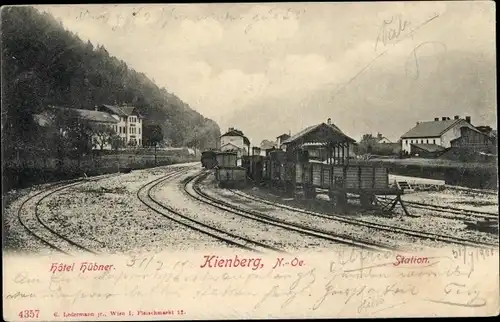 Ak Kienberg Niederösterreich, Hotel Hübner, Station