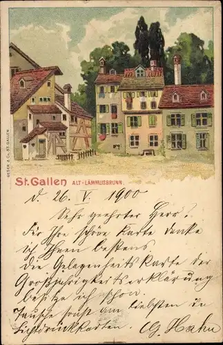 Litho Sankt Gallen Stadt Schweiz, Alt Lämmusbrunn