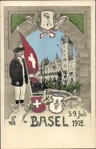 Ak Basel Bâle Stadt Schweiz, Eidgenössisches Turnfest 1912
