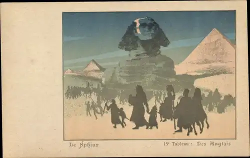 Ak Gizeh Ägypten, Le Sphinx, 15 Tableau, Les Anglais, Engländer