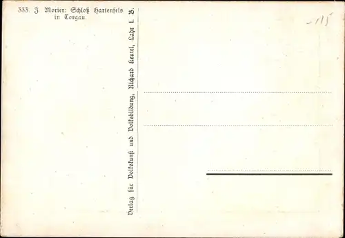 Künstler Ak Morier, J., Torgau an der Elbe Nordsachsen, Schloss Hartenfels, Deutsche Heimat Bilder