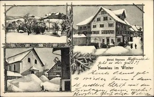 Ak Nesslau Kanton St. Gallen, Hotel Sternen, Winteransicht