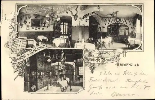 Ak Bregenz am Bodensee Vorarlberg, Gasthof Altdeutsche Weinstube, Innenansicht