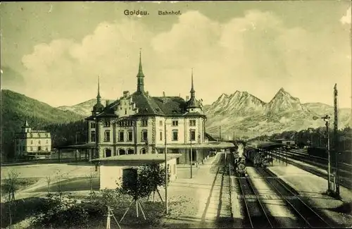 Ak Goldau Arth Kanton Schwyz, Bahnhof, Gleisseite