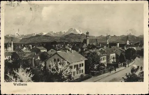 Ak Weilheim Oberbayern, Blick auf den Ort