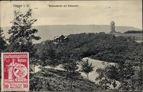 Ak Hagen in Westfalen, Bismarckturm mit Restaurant