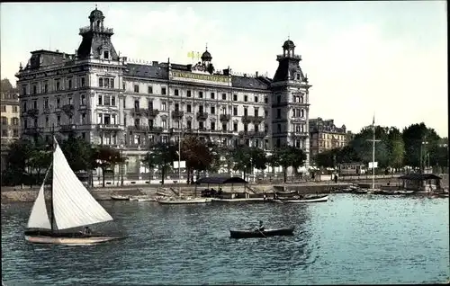 Ak Zürich Stadt Schweiz, Bellevue Palace Hotel, Segelboot