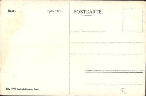 Ak Bâle Basel Stadt Schweiz, Spalentor, Straßenbahn