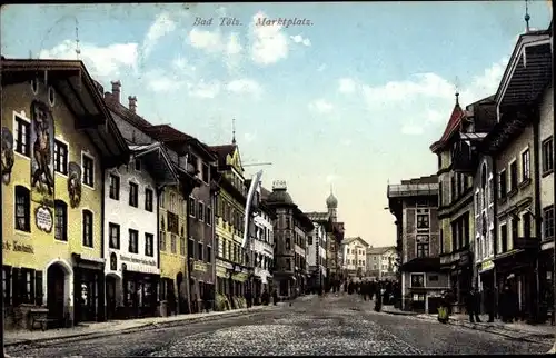 Ak Bad Tölz in Oberbayern, Marktplatz